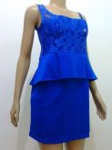 Vestido Renda Azul Babado Sainha Tamanho G