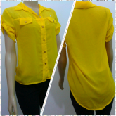 Camisa Feminina chiffon Tamanho P Amarela