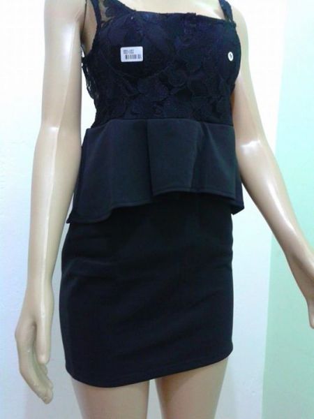 Vestido Renda Com Babado Sainha Preto - Tamanho M - 3091107